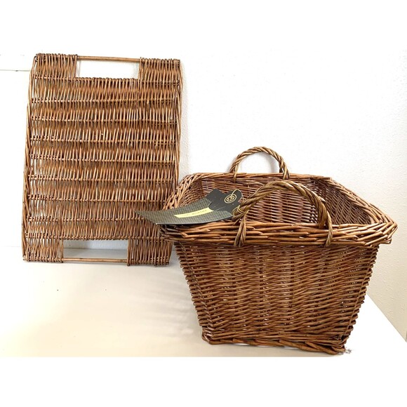 Gift Tree Wicker Basket Lift-Off Lid Storage Picnic Basket Handles w/Gift Tag - Picture 2 of 13